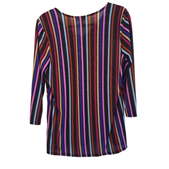 Dana Buchman Bold Striped Faux Wrap Blouse Size Large - Picture 3 of 5
